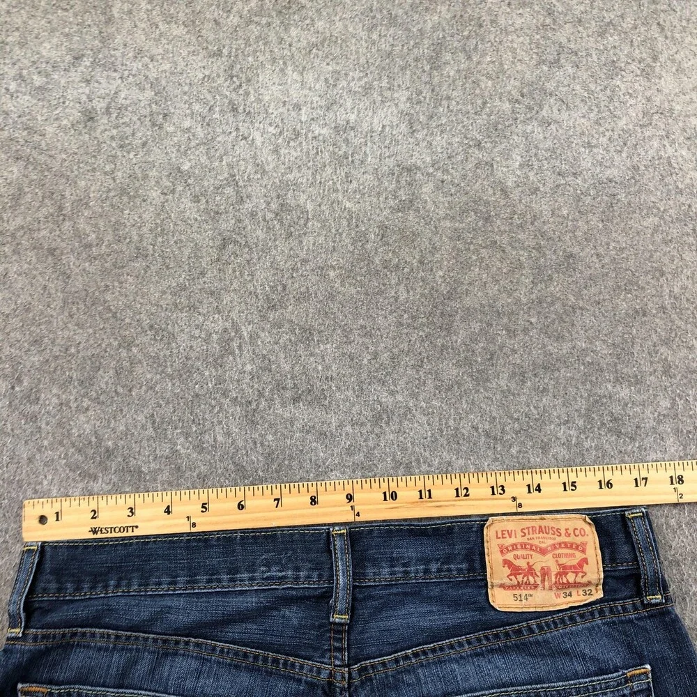 Levis 514 Jeans Mens 34x32 Blue Medium Wash Regular Straight Denim Pants Casual